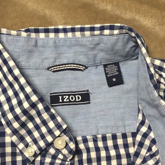 IZOD short sleeve button down shirt - navy and white - Picture 2 of 2